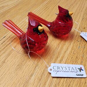 NWT Crystal Expressions Pair of 2 Crystal Cardinal Ornaments